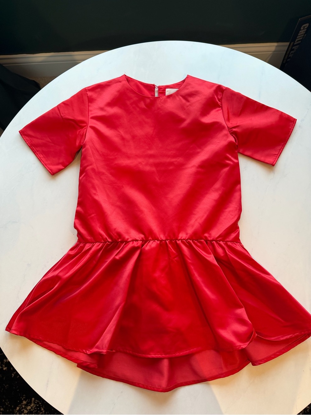 H&M Red Satin Girls Short-Sleeve Party Dress